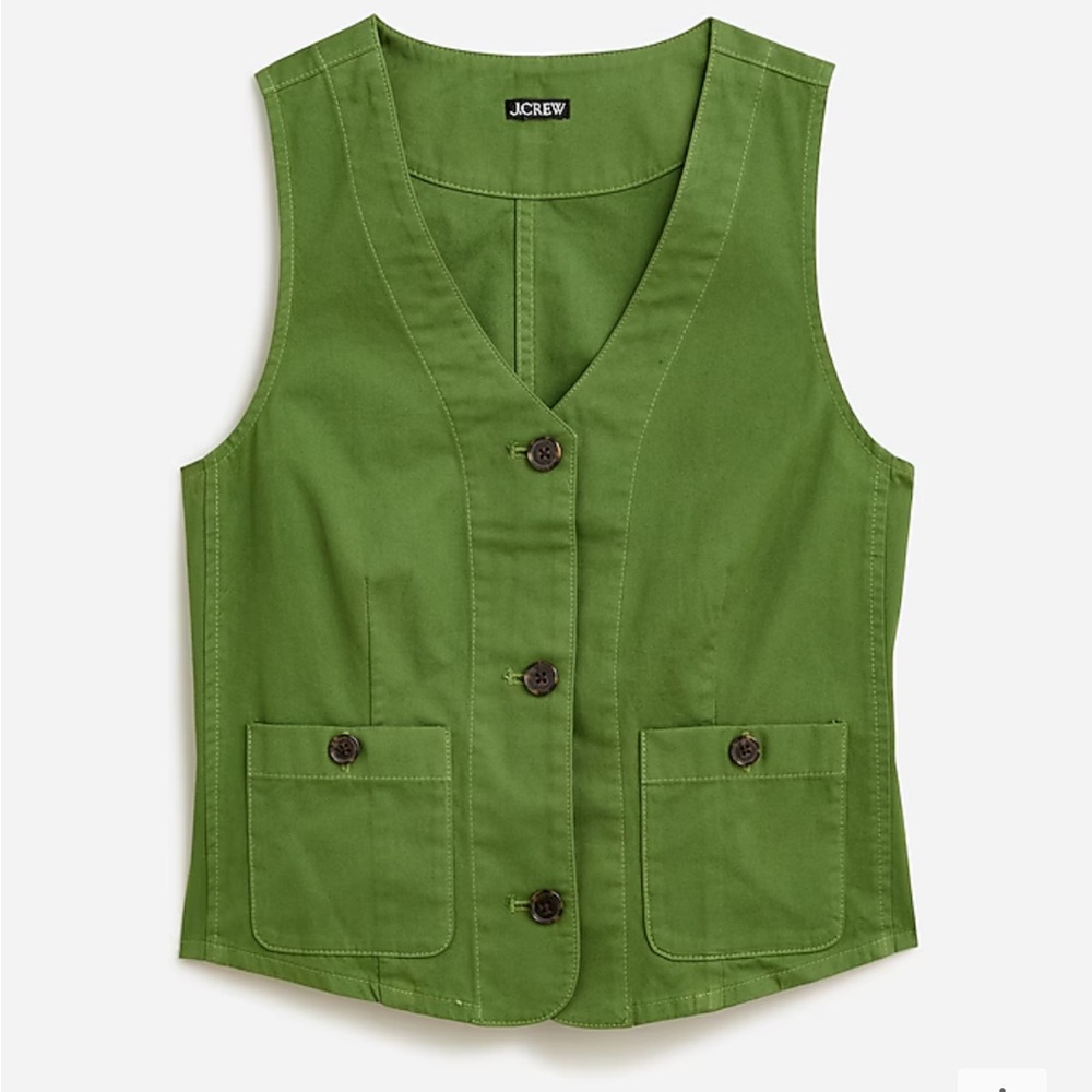 J.crew NWOT patch pocket chino vest size 0 Green